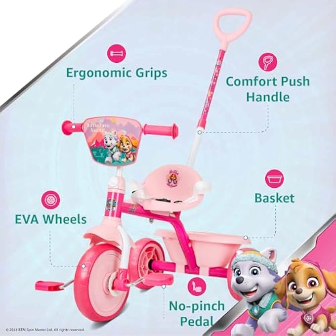 SPARTAN TRIKE 3WHEEL KIDS TRICYCLE CHILDREN TRIKE WITH STORAGE BOX WITH REMOVABLE PARENTS PUSH HANDLE BAR AVAILABLE IN , MARVEL & NICKELODEON LICENSORS (PINK) - Image 3